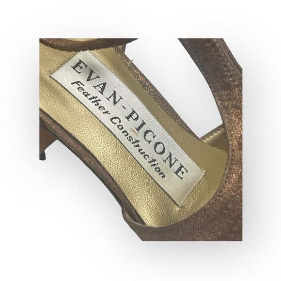 Vintage: Evan Piccone 𖣊 T Strap D’Orsay Heels 𖣊 Textured Metallic Bronze 𖣊 7M - Picture 11 of 16